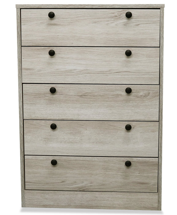 Hart Bedroom Chest of Drawers, 5-Drawer, 24.6\"W x 36.2\"H, Made in Canada - White