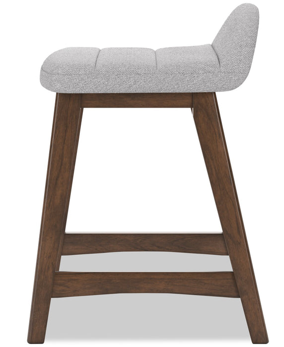 Jovi Counter-Height Stool with Linen-Look Fabric, Wood - Grey