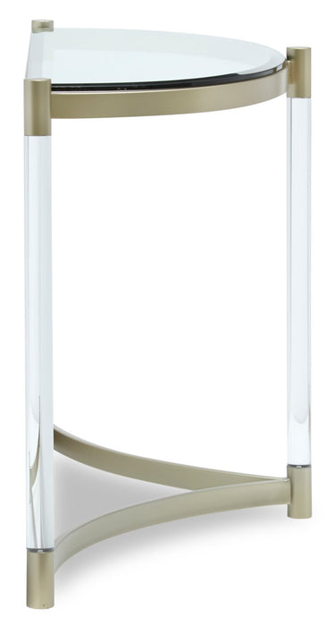 Silas  48\" Modern Glass Top Sofa Table - Platinum with Metal and Acrylic