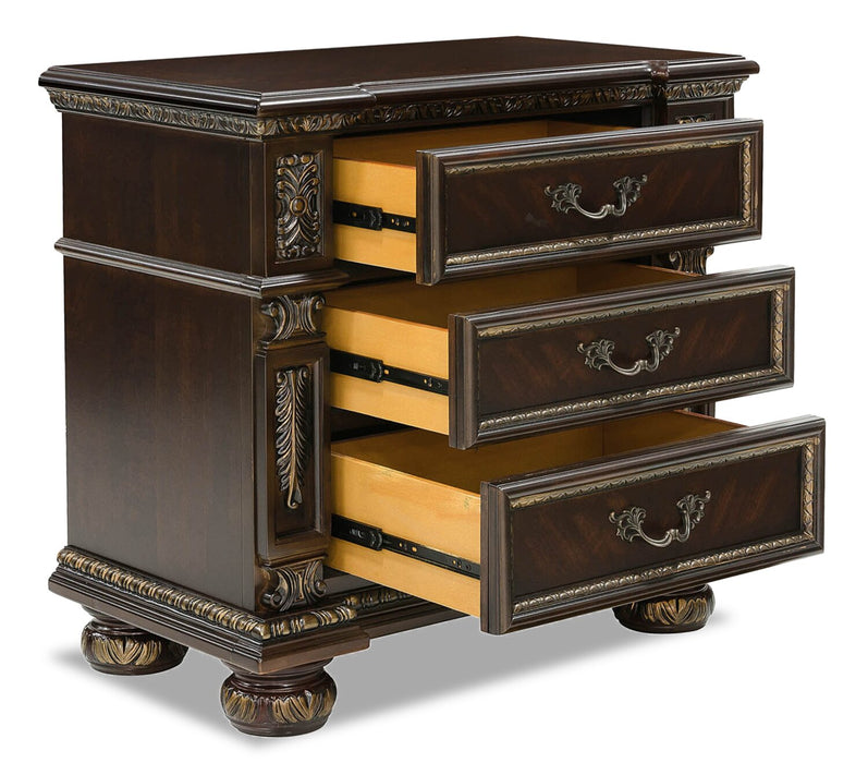 Wynn Bedside 3-Drawer Nightstand, 31\"W x 29.5\"H - Cherry Brown