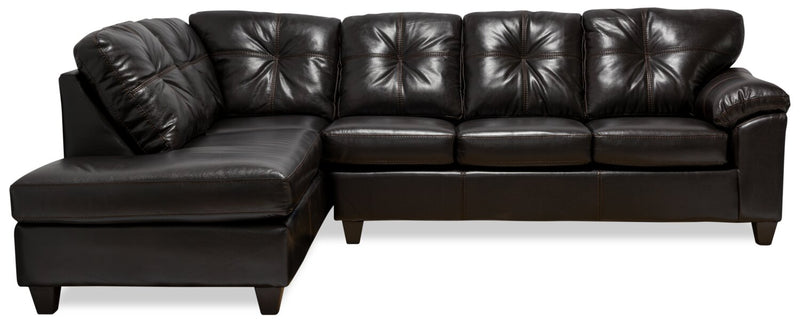 Made in Canada Addison 2-Piece Left-Facing Leather-Look Fabric Sectional with Removable Seat Cushions - Blackberry