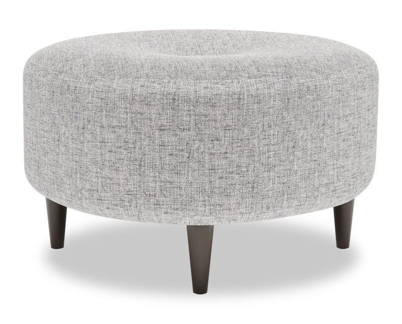 Made in Canada Customizable Sofa Lab The Curve 31\" Linen-Look Fabric Ottoman - Luna Domino Grey