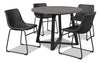 Cole 5pc Dining Set with Table & 4 Black Chairs, Metal, Melamine, 42\"W Round