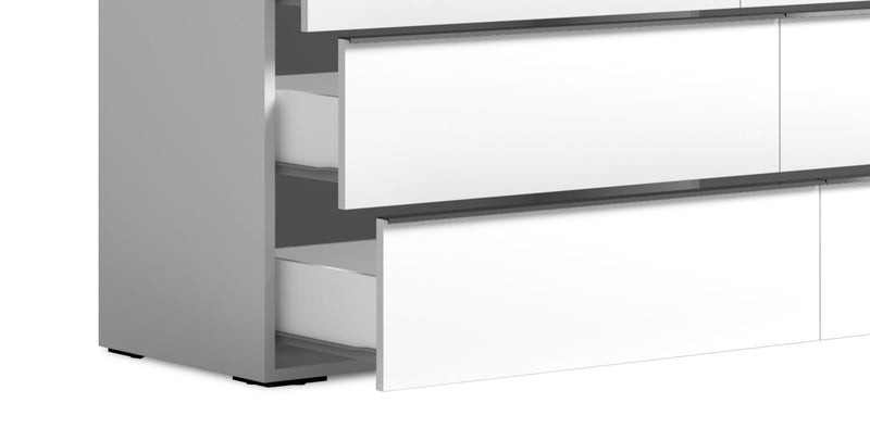 Gino 6pc Bedroom Set with Panel Bed, Dresser, Mirror & Nightstand - Made in Italy, Modern, White - King Size