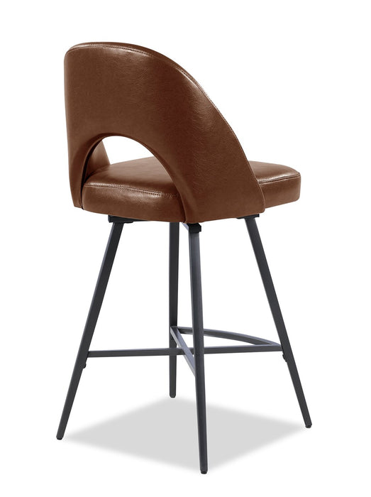 Elijah Counter-Height Stool with Swivel Seat, Vegan Leather Fabric, Metal - Brown