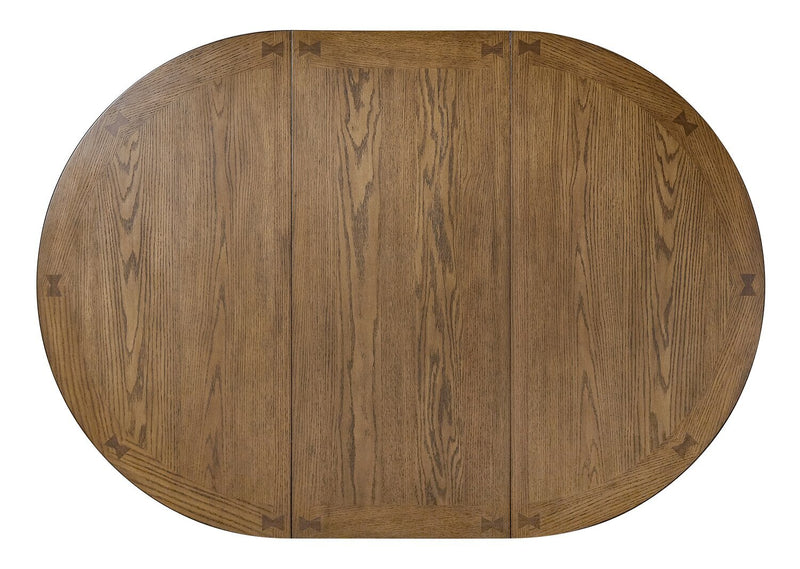 Dena Dining Table with 42-60\"W Extension, Round  - Oak Brown