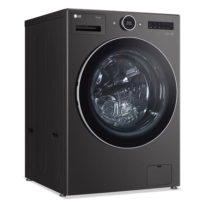LG 5.8 Cu. Ft. Smart Front-Load High-Efficiency Steam Washer - Black Steel - Stackable - WM6700HBA