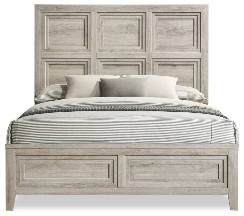 Lara 6pc Bedroom Set with Bed, Dresser, Mirror & Nightstand, Antique Grey - Queen Size