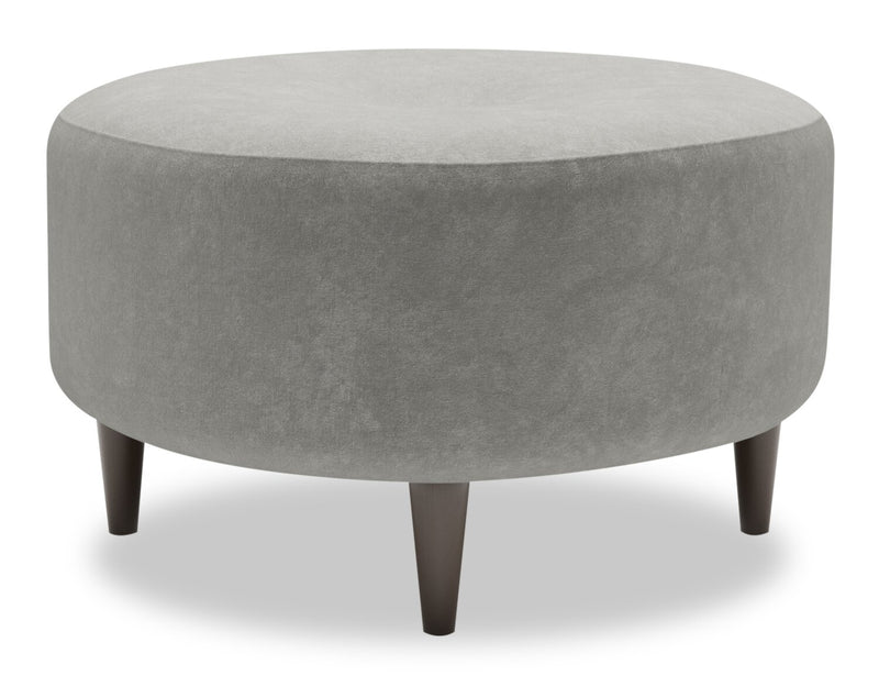 Made in Canada Customizable Sofa Lab The Curve 31\" Velvet Fabric Ottoman - Platinum Grey