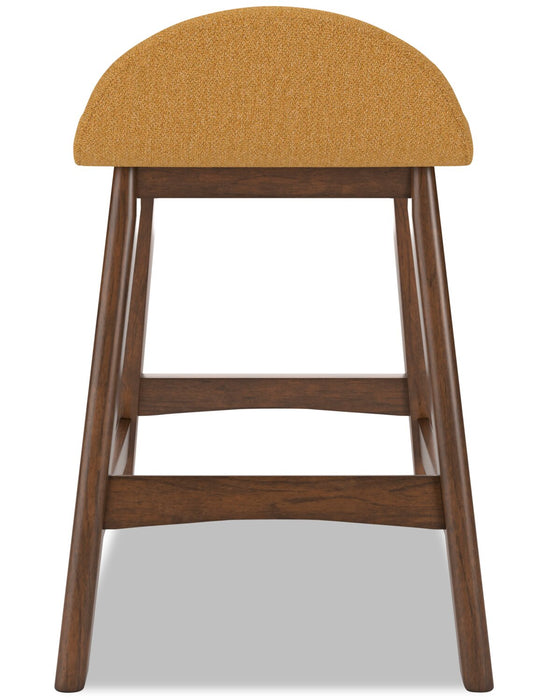 Jovi Counter-Height Stool with Linen-Look Fabric, Wood - Mustard