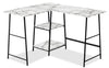 Evlin 42\" L-Shaped Office Desk with Shelves - White Marble-Look