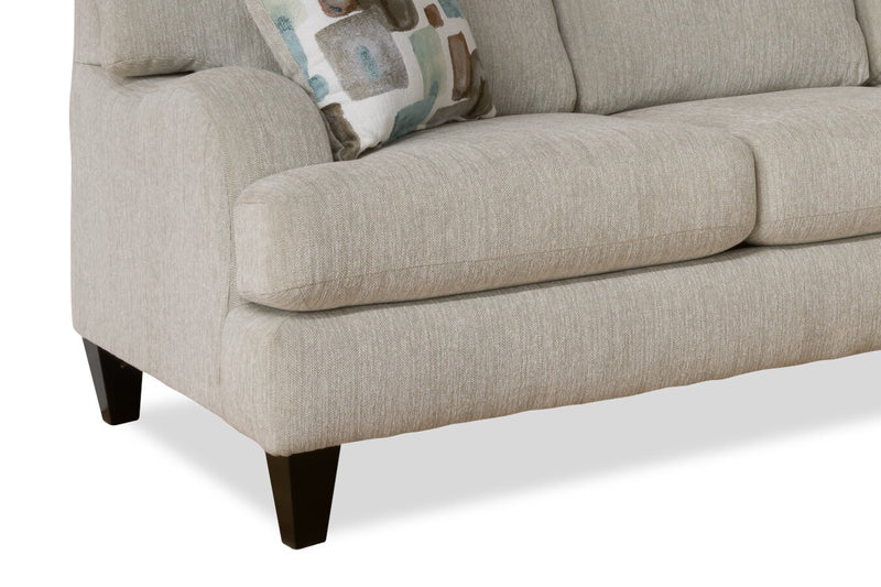 Made in Canada Nofia 2-Piece Right-Facing Chenille Fabric Sectional with  Accent Pillows and Wood Legs - Linen Beige