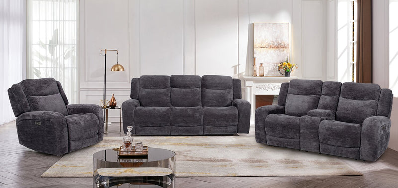 Atlantis 90\" Fabric Zero Gravity Power Reclining Sofa - Dark Grey