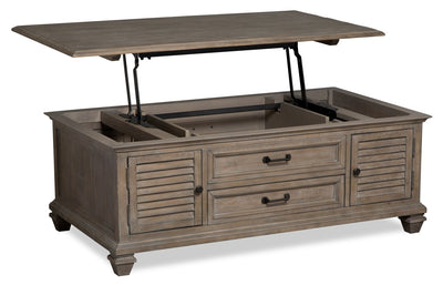 Lancaster 50" Traditional Lift Top Coffee Table with Storage and Casters - Grey and Bronze Pine|Table à café traditionnelle Lancaster de 50 po avec dessus relevable, rangement et roulettes - grise et pin bronze
