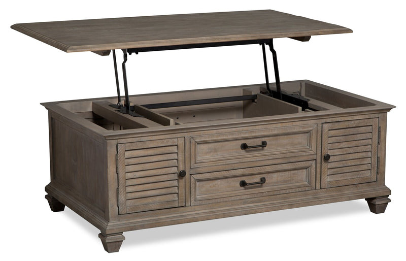 Lancaster 50\" Traditional Lift Top Coffee Table with Storage and Casters - Grey and Bronze Pine