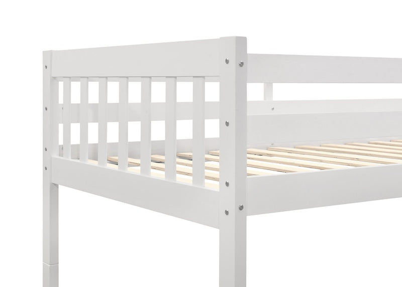 Miko Bunk Bed with Ladder & Guard Rail for Kids, White - Twin/Twin