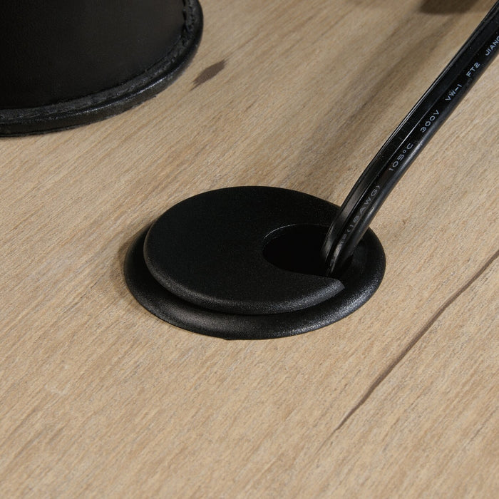 Akira 65.12\" L-Shaped Office Desk with Keyboard Tray, 3-Drawers & Cabinet - Prime Oak