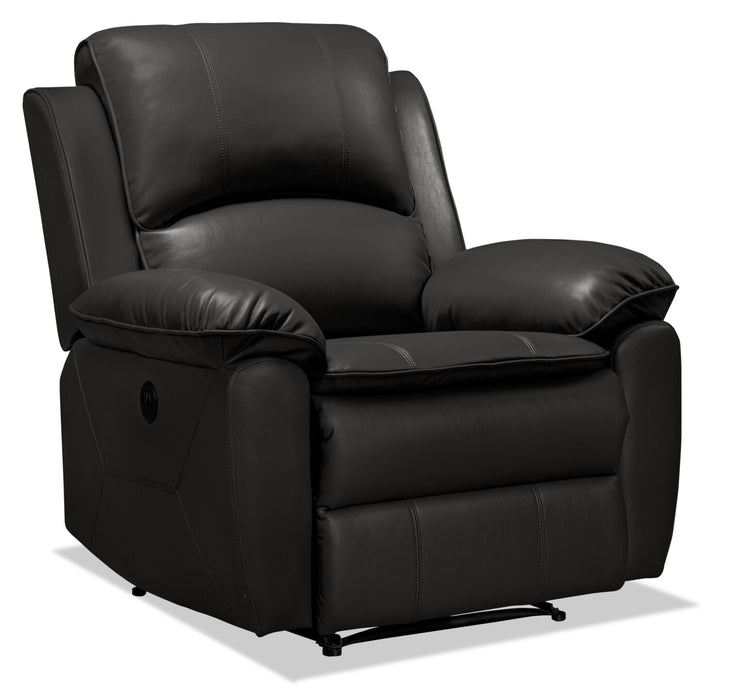 Chandler 37\" Leather-Look Fabric Power Reclining Chair with USB Port- Grey