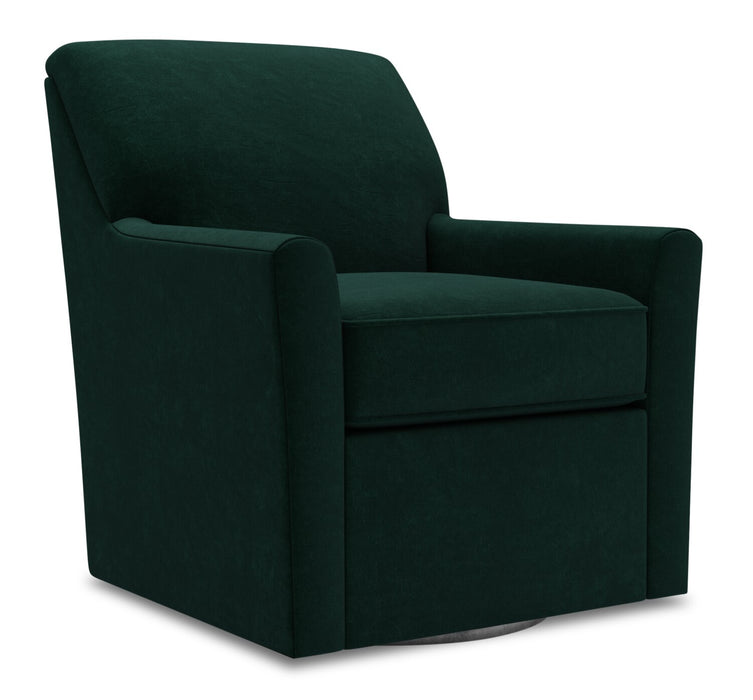 Made in Canada Sofa Lab Customizable Swivel 31\" Velvet Fabric Accent Chair - Hunter Green