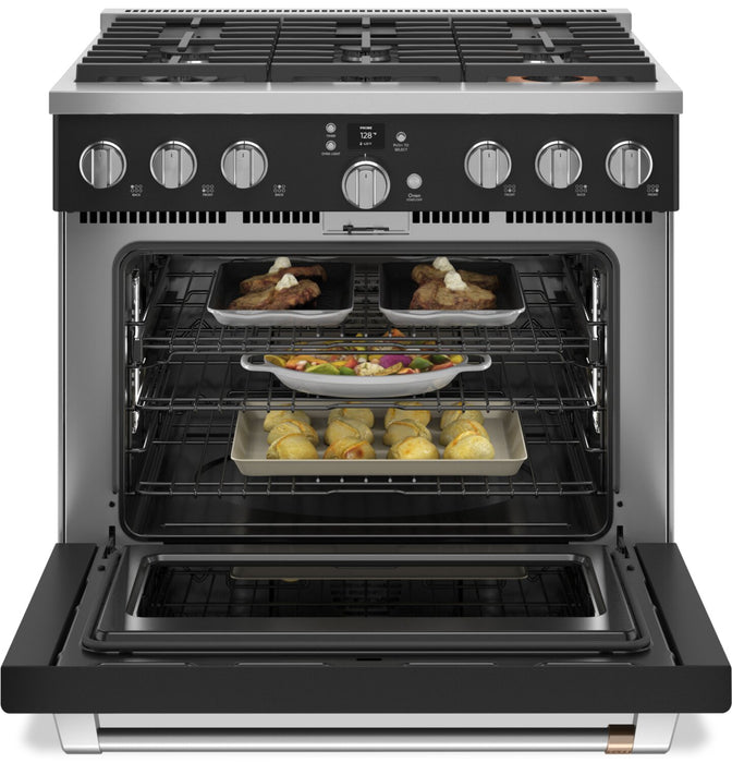 Cafe 5.7 Cu. Ft. Smart Dual Fuel Range with True European Convection and Self Clean Racks - Matte Black - C2Y366P3TD1