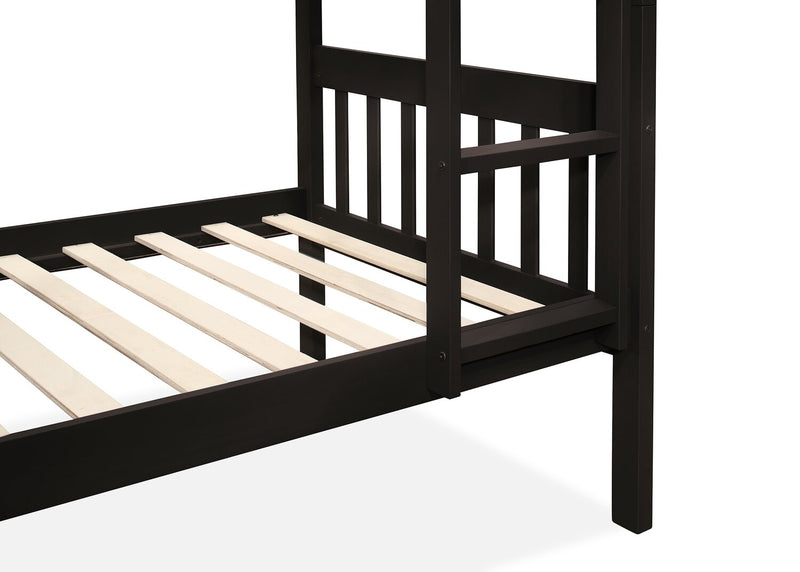 Miko Bunk Bed with Ladder & Guard Rail for Kids, Espresso - Twin/Twin