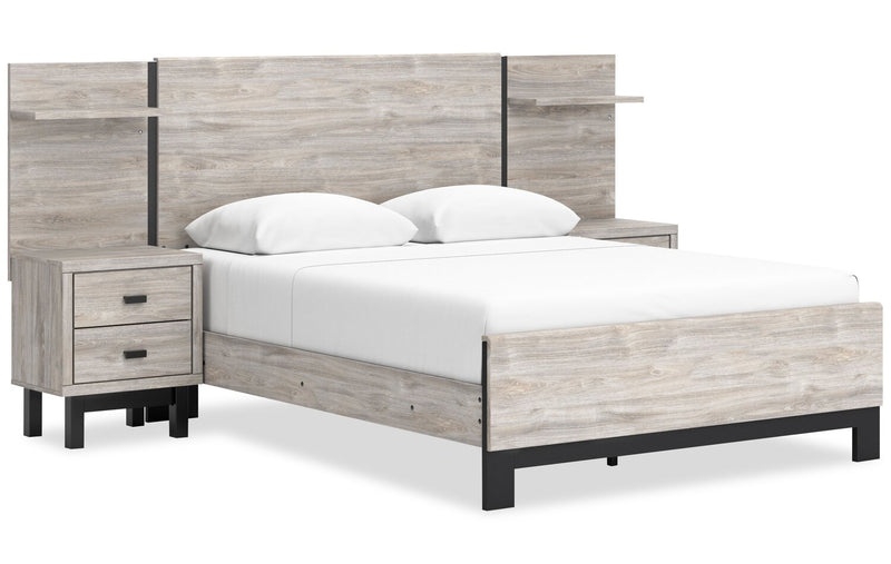 Zen Pier Bed with Headboard, Frame, Nightstands & Piers, USB, LED, Light Grey - Queen Size