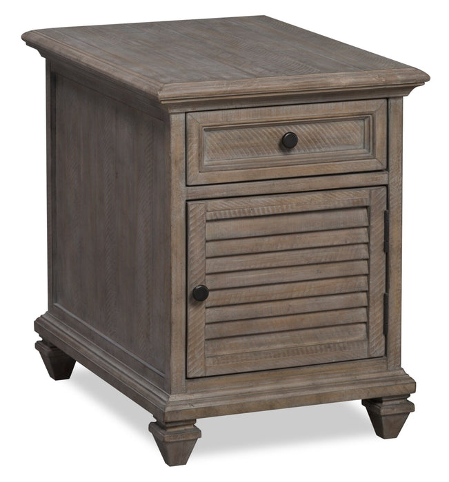 Lancaster 18\" Traditional End Table with Storage - Grey and Bronze Pine