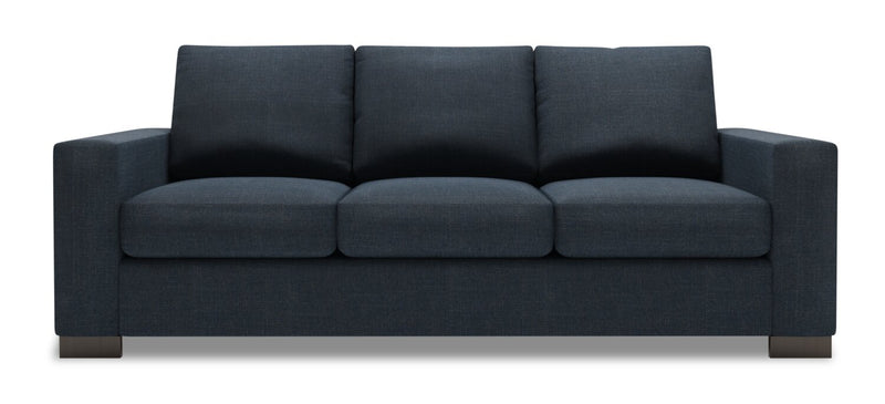 Made in Canada Customizable Sofa Lab Track 85\" Linen-Look Fabric Sofa with Track Arms - Luna Sailor Blue