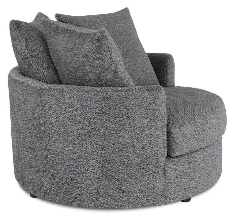 Made in Canada Grande 48\" Chenille Fabric Cuddler Accent Chair - Teddy Nightfall Grey