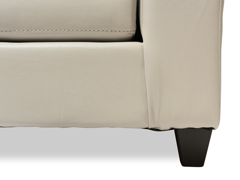 Made in Canada Addison 86\" Leather-Look Fabric Sofa with Removable Seat Cushion and Tufting - Beige