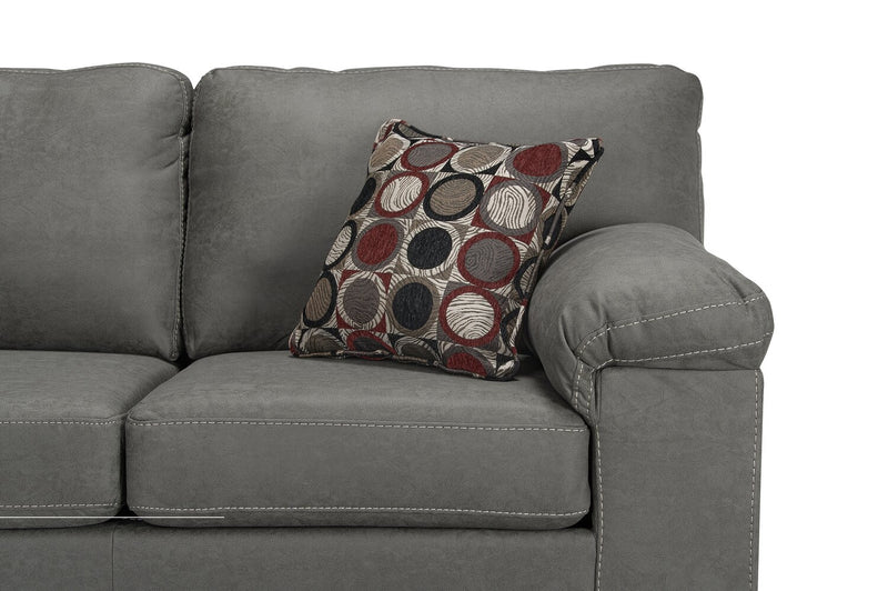 Made in Canada Morty 2-Piece Left-Facing Leather-Look Fabric Sectional with Accent Pillows - Grey