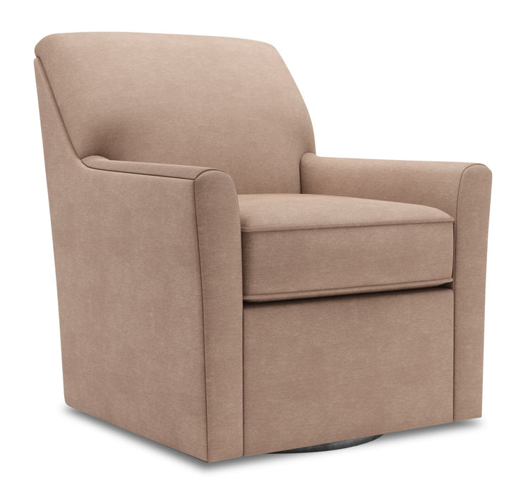 Made in Canada Sofa Lab Customizable Swivel 31\" Linen-Look Fabric Accent Chair - Pax Wicker Brown