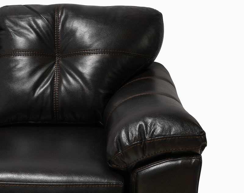 Made in Canada Addison 42\" Leather-Look Fabric Chair with Removable Seat Cushion and Tufting - Blackberry Black
