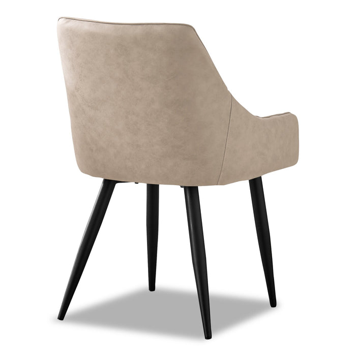 Eliot Dining Chair with Vegan-Leather Fabric, Metal - Taupe