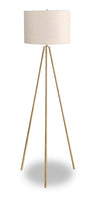 63\" Gold Metal Tripod Floor Lamp