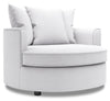 Made in Canada Sofa Lab Customizable Cuddler 48\" Linen-Look Fabric Accent Chair - Pax Ice White