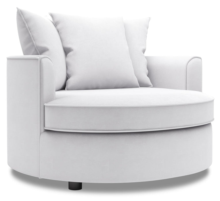 Made in Canada Sofa Lab Customizable Cuddler 48\" Linen-Look Fabric Accent Chair - Pax Ice White
