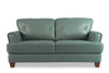 Chateau d’Ax Vita 70\" 100% Genuine Leather Loveseat with Diamond Pattern Stitching and Wood Legs - Seafoam Green