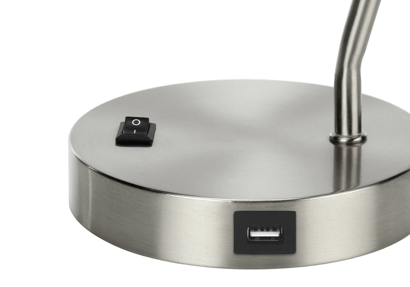 17\" Nickle Metal Desk/Task Lamp wiht USB Charging