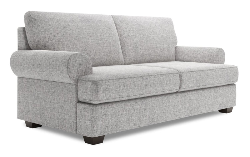 Made in Canada Customizable Sofa Lab Roll 76\" Linen-Look Fabric Condo Size Sofa with Rolled Arms - Luna Domino Grey