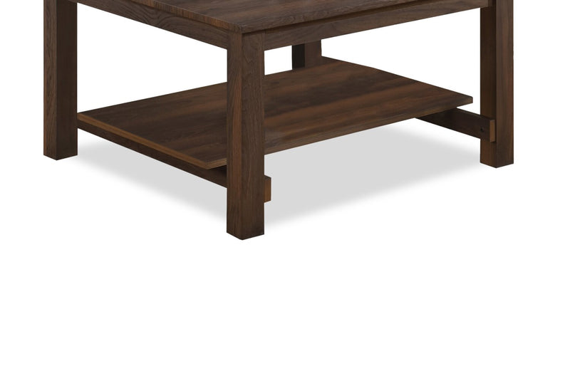Jordi 31.5\" Traditional Coffee Table with Shelf - Brown Walnut Finish Wood