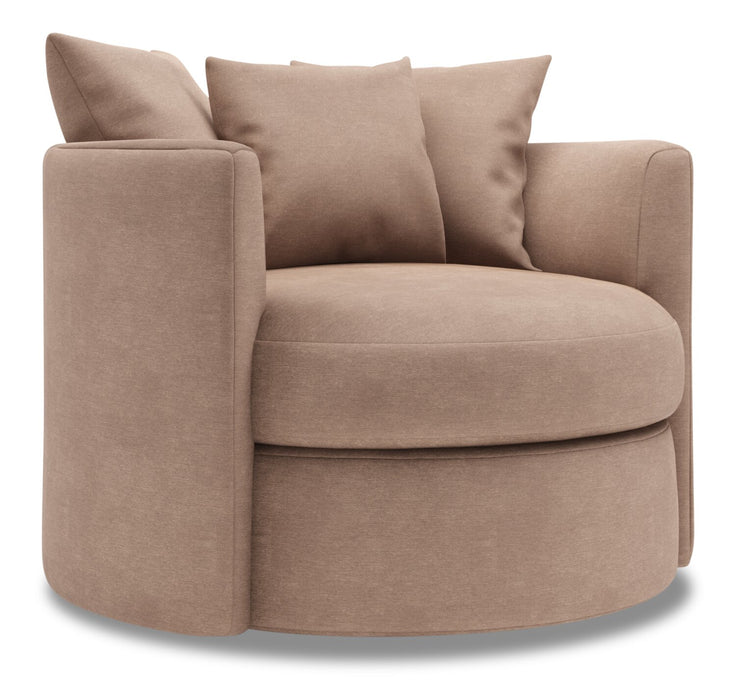 Made in Canada Sofa Lab Customizable Nest 41\" Linen-Look Fabric Swivel Accent Chair - Pax Wicker Brown