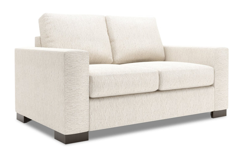 Made in Canada Customizable Sofa Lab Track  62\" Chenille Fabric Loveseat with Track Arms - Luxury Sand Beige