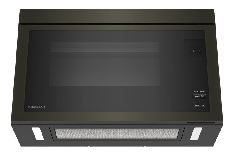 KitchenAid 1.1 Cu. Ft. Flush Over-the-Range Microwave with 900 Watts Cooking - Black Stainless - YKMMF330PBS