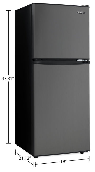 Danby 19\" 4.7 Cu. Ft. Top-Mount Mini Fridge - Black Stainless - DCR047A1BBSL