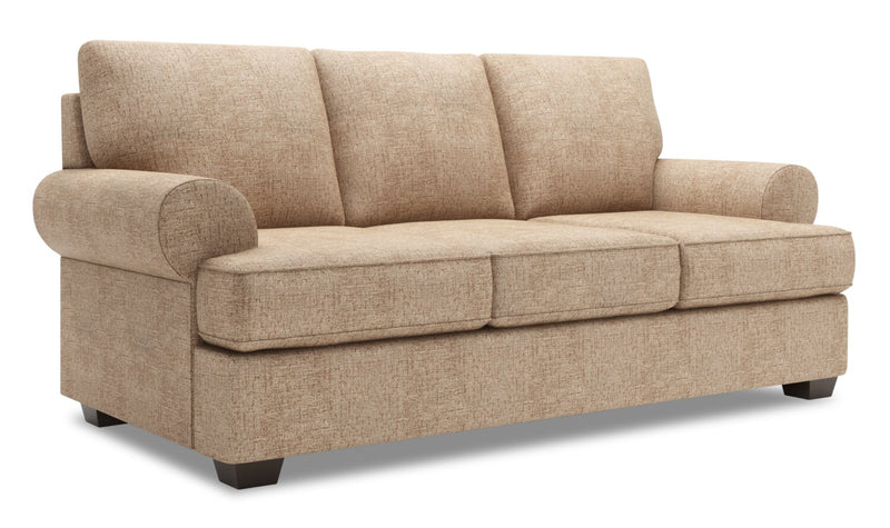 Made in Canada Customizable Sofa Lab Roll 86\" Chenille Fabric Sofa with Rolled Arms - Luxury Taupe