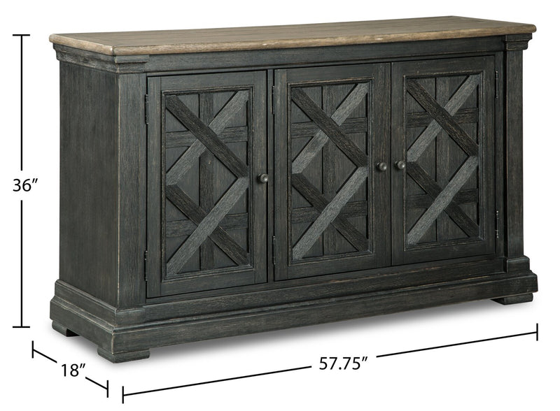 Isla Dining Server with Storage, 57.8\"W - Rustic Black