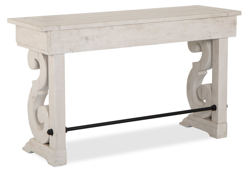 Bronwyn 50\" Traditional Sofa Table with Storage - Alabaster Pine with Scroll Design Wood Base