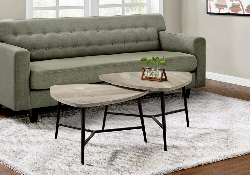 Mason 32.5\" Modern 2-Pack Nesting Coffee Tables - Taupe with Black Metal Legs
