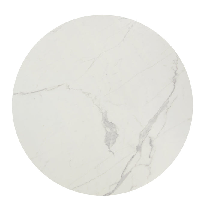 Verona 5pc Dining Set with Table & 4 Chairs, Culture Marbled Top, Metal, 42\"W Round - White